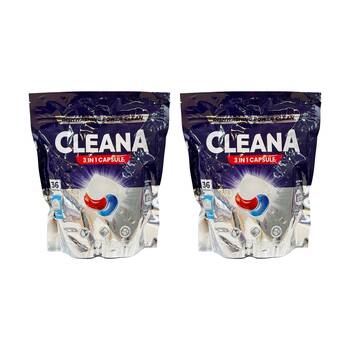 2x 36x Cleana Power Clean Dishwashing Pod 3-in-1 Capsule 540g Lemon Scent