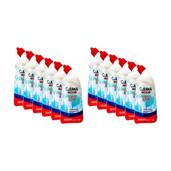 12PK Cleana Toilet Gel Bathroom Cleaner Limescale Prevention 600ml Original