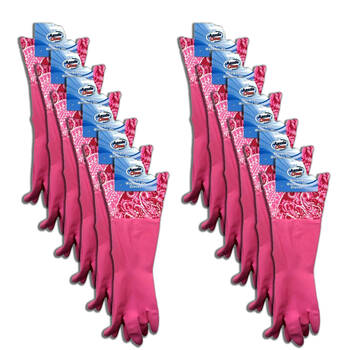12PK Aussie Clean Designer Durable Rubber Dishwashing Gloves - Assorted