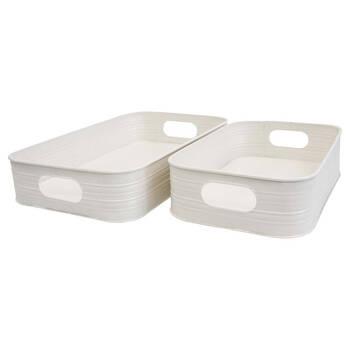 2pc LVD Metal Decorative Serving Tray Set 39.8x24.8cm/32.5x20.8cm Ivory
