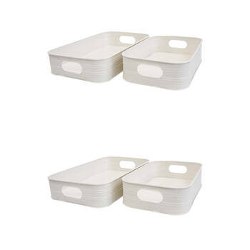 2x 2pc LVD Metal Decorative Serving Tray Set 39.8x24.8cm/32.5x20.8cm Ivory