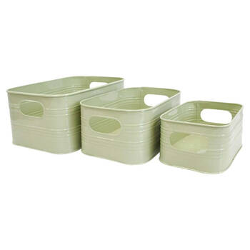 3pc LVD Metal Utility Box Set 29.5x19.5cm/25x16.5cm/19.8x14cm Sage