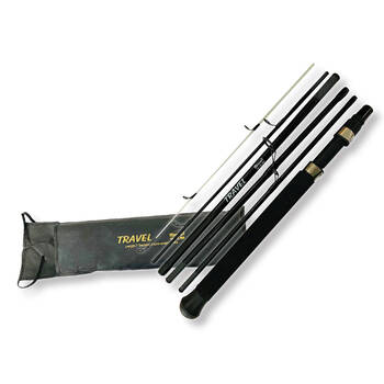 6pc AFN Eurocor Travel Compact Telescopic Fishing Rod 7 feet - Black