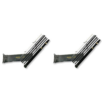 2x 6pc AFN Eurocor Travel Compact Telescopic Fishing Rod 7 feet - Black