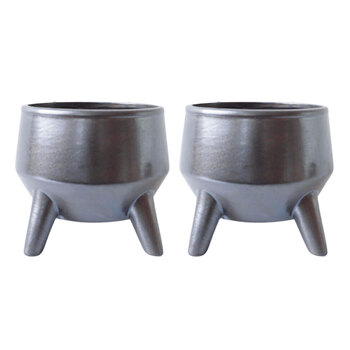 2x Rayell 15x15cm Flower/Plant Pot/Planter Couldron - Black