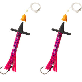 2PK Sea Pro Rocket Teaser Rigged Skirt Offshore Trolling Teaser 9 In - Pink