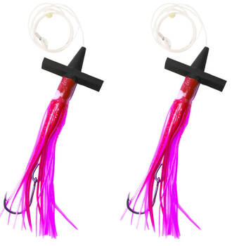 2PK Sea Pro Skirt Teaser Rigged Offshore Trolling Fishing Teaser 9 In - Pink