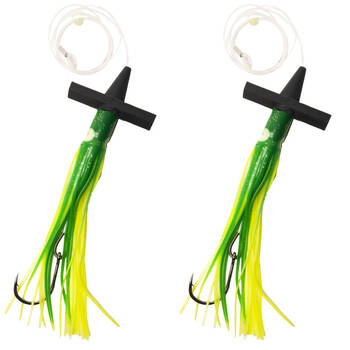 2PK Sea Pro Skirt Teaser Rigged Offshore Trolling Fishing Teaser 9 In - Green