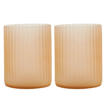 2PK Rayell Votive 17cm Tall Glass Candle Holder - Peach