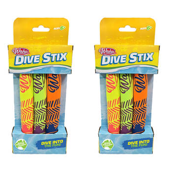 2x 3pc Wahu Pool Party Dive Stix Safe Neoprene Underwater Fun Kids Toy 6y+