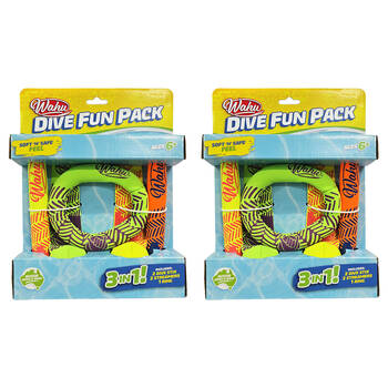 2x 5pc Wahu Dive Fun Pack Pool Toy Kit for Kids With Sticks Streamers and Ring 6y+
