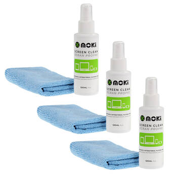 3PK Moki Screen Clean 120mL Spray w/ Cloth