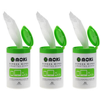 3x 50pc Moki Screen Wipes Bottle