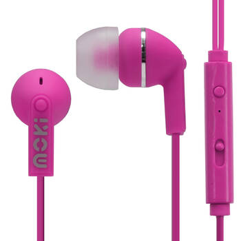 Moki Noise Isolation w/Mic & Control Earphones -Pink