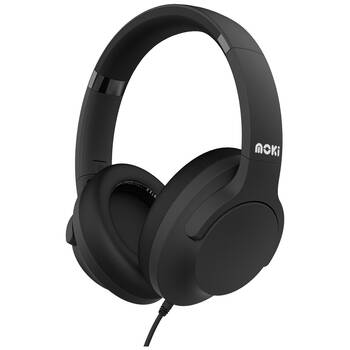 Moki USB-C Connect Over Ear Wired Headphones W/ Mic & Control Black