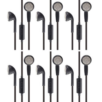 6PK Moki Stereo In-Ear Earphones 3.5mm Jack Headset w/ In-Line Mic Black