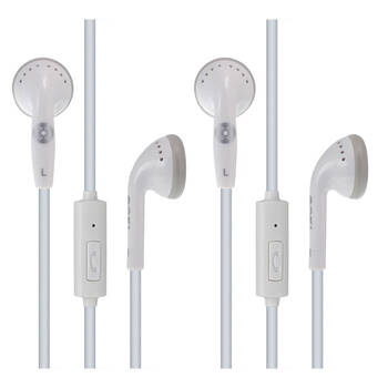 2PK Moki Stereo In-Ear Earphones 3.5mm Jack Headset w/ In-Line Mic White