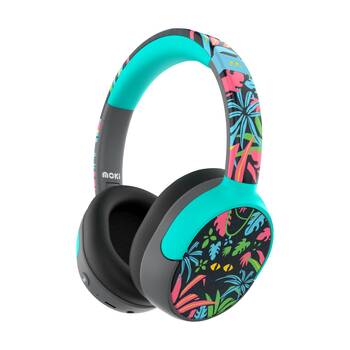 Moki Super Pop Wireless Bluetooth Over Ear Kids Headphones Vibrant Night Eyes