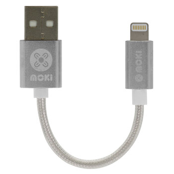 Moki Braided Pocket Lightning SynCharge Cable (Apple Licenced) - 10cm/4"