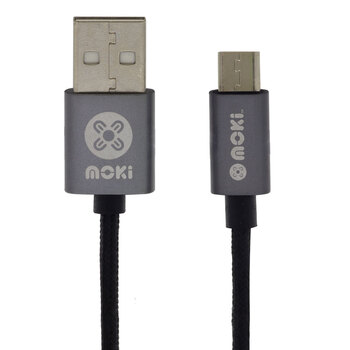 Moki Braided King Size Micro-USB SynCharge Cable Gun Metal Tip 3mt/10 ft