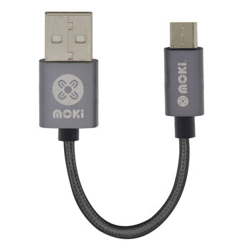 Moki Braided Pocket Micro-USB SynCharge Cable  - 10cm/4"