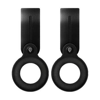 2PK Moki Stylish Sustainable Leather Loop Travel Accessory for MokiTag Black