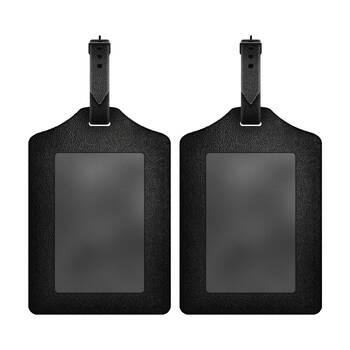 2PK Moki Stylish Sustainable Leather Travel Luggage Tag for MokiTag Card Black