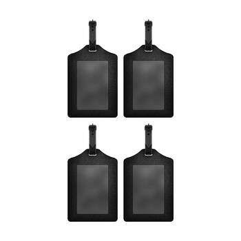 4PK Moki Stylish Sustainable Leather Travel Luggage Tag for MokiTag Card Black