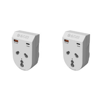 2PK Moki Travel Adaptor Plus Inbound India to AU/NZ  with Type-C & USB-A