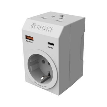 Moki Travel Adaptor Plus Inbound Universal to AU/NZ with Type-C & USB-A