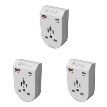 3PK Moki Travel Adaptor Plus Inbound World Excl. Europe  with Type-C & USB-A