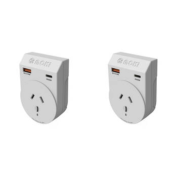 2PK Moki Travel Adaptor Plus Outbound AU/NZ to US with Type-C & USB-A