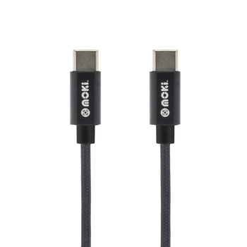 Moki Braided Type C to Type C SynCharge Cable - 90cm/3ft - Black