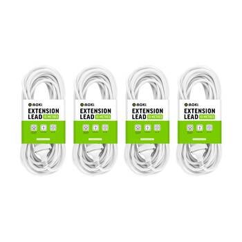 4PK Moki AU/NZ Long Extension Power Lead Cord for Indoor Home/Office 10m