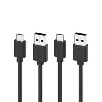 2pc Moki USB-A to USB-C SynCharge Cable 1M iPhone/Android Jet Black