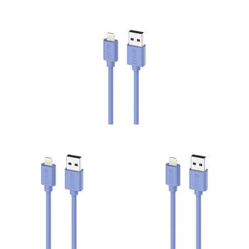 3PK Moki USB-A to MFi Certified Lightning SynCharge Cable 1M Ultra Blue