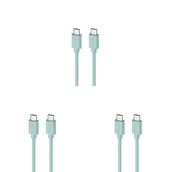3PK Moki USB-C to USB-C SynCharge Cable 1M iPhone/Android Pastel Green