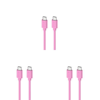 3PK Moki USB-C to USB-C SynCharge Cable 1M iPhone/Android Soft Pink