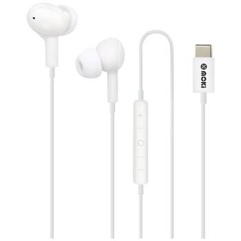 Moki Wired USB-C Connect Inner Ear Earphones W/ Mic & Control White