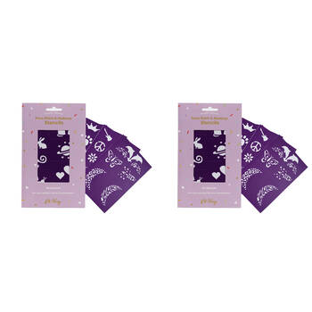 2x 40pc Oh Flossy Reusable Adhesive Face Paint & Makeup Stencils 10cm - Purple 3y+