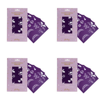 4x 40pc Oh Flossy Reusable Adhesive Face Paint & Makeup Stencils 10cm - Purple 3y+