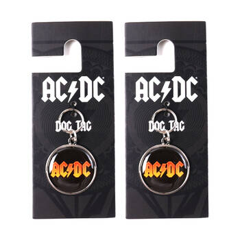 2PK Stubby Club ACDC Pet Dog Collar Tag Keyring Disc Accessory 25mm