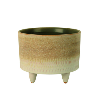 Maine & Crawford Amoura 21cm Ceramic Plant Pot w/ Feet - Cream