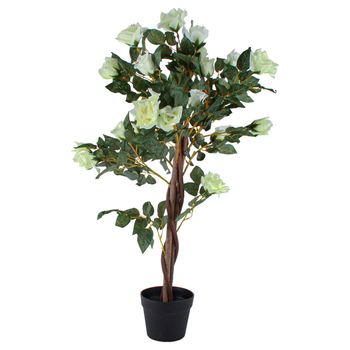 Maine & Crawford 100cm Potted Rose Tree Artificial Plant - White