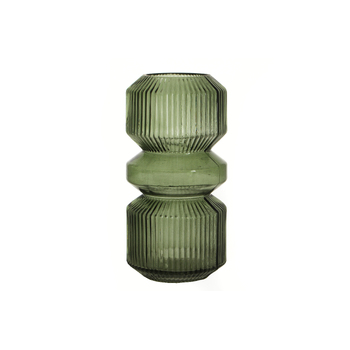 Maine & Crawford 25x13cm Bil Ribbed Glass Cylinder Vase