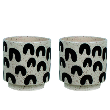 2PK Maine & Crawford Uwi 14cm Ceramic Planter Pot - Black/White