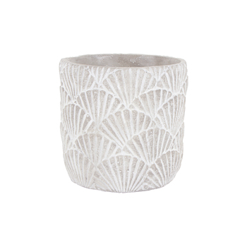 Maine and Crawford 21cm Hema Cement Palm Motif Pot - White