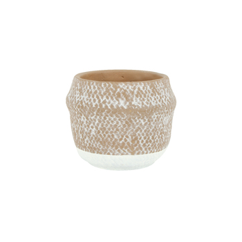 Maine and Crawford 25x22cm Bacia Cement Pattern Pot - White/NAT