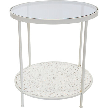 LVD Island Metal/Glass/MDF 55x61cm Side Table Furniture Round - White