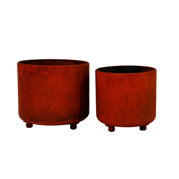 2pc Maine and Crawford 28cm Cast Iron Yamba Planter w/Feet